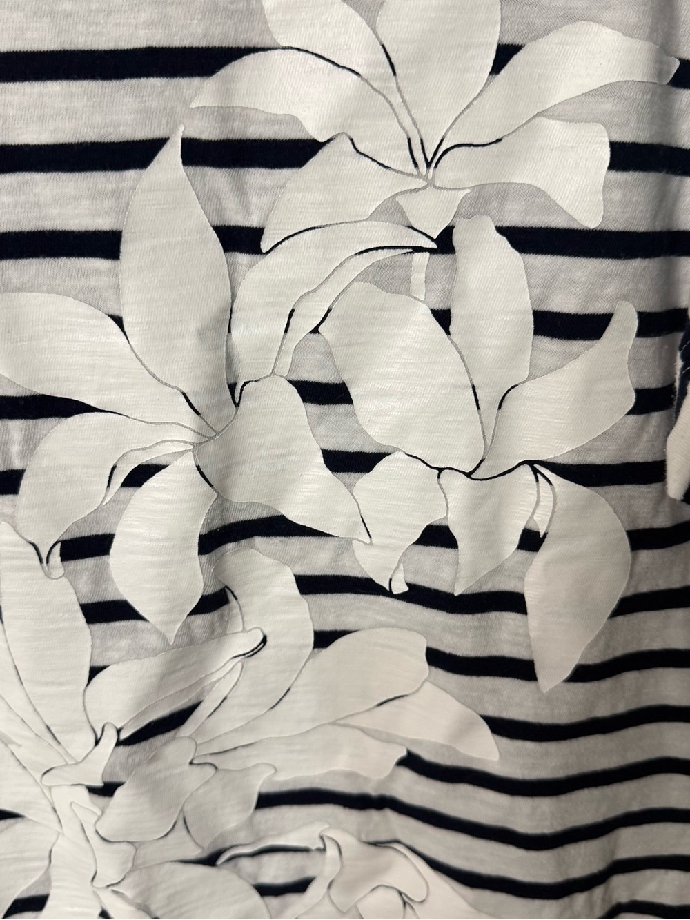 J. Crew Black & White Striped Long-Sleeve Tee with White Floral Appliqué - Picture 3 of 6